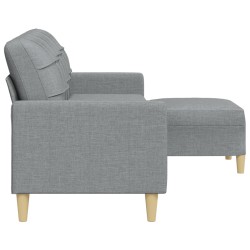 3-Sitzer-Sofa mit Hocker Hellgrau 210 cm Stoff