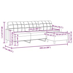 3-Sitzer-Sofa mit Hocker Hellgrau 210 cm Stoff