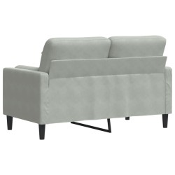 2-Sitzer-Sofa mit Zierkissen Hellgrau 120 cm Samt