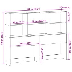 Kopfteil mit Stauraum Wachsbraun 135 cm Massivholz Kiefer