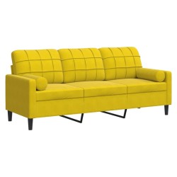 3-Sitzer-Sofa mit Zierkissen Gelb 180 cm Samt