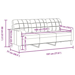 3-Sitzer-Sofa mit Zierkissen Gelb 180 cm Samt