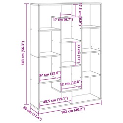 Bücherregal Braun Eichen-Optik 102x29x143 cm Holzwerkstoff