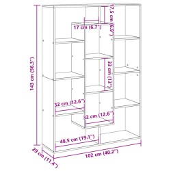 Bücherregal Artisan-Eiche 102x29x143 cm Holzwerkstoff