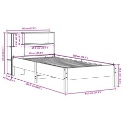 Massivholzbett mit Regal ohne Matratze Wachsbraun 90x200 cm