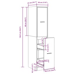 Apothekerschrank Eichen-Optik 30x41x144,5 cm Holzwerkstoff