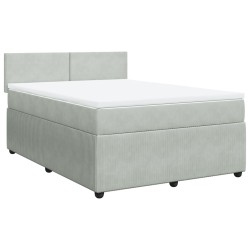 Boxspringbett mit Matratze Hellgrau 140x190 cm Samt