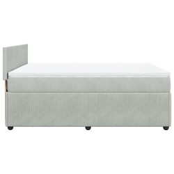 Boxspringbett mit Matratze Hellgrau 140x190 cm Samt