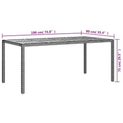 Gartentisch 190x90x75 cm Poly Rattan und Akazienholz Schwarz