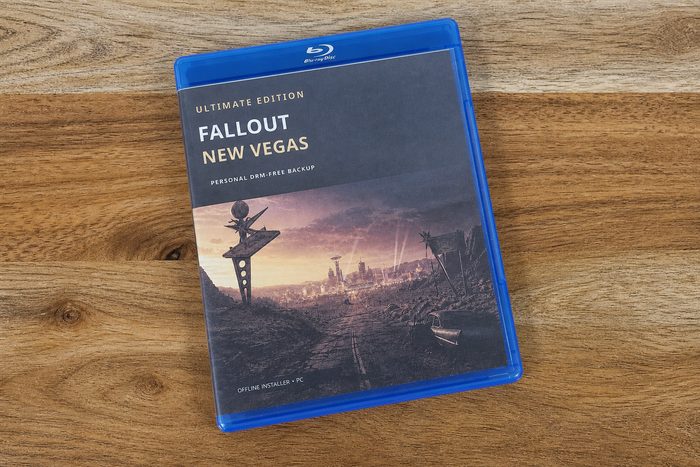 Selbst erstellte Fallout New Vegas Blu-ray-Hülle für ein persönliches DRM-freies GOG-Backup