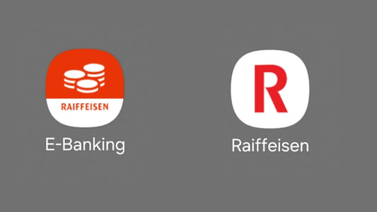 Altes Raiffeisen-E-Banking-App-Symbol links und neues Raiffeisen-App-Symbol rechts