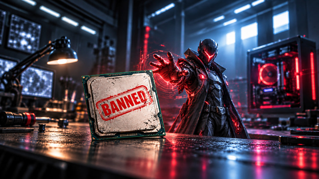 Gebrauchter Prozessor mit rotem BANNED-Stempel als Symbol für einen Valorant-Hardware-Bann