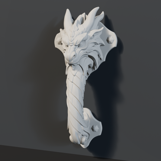 3D-Modell-Vorschau des Drachen-Türgriffs aus der digitalen STL-Datei