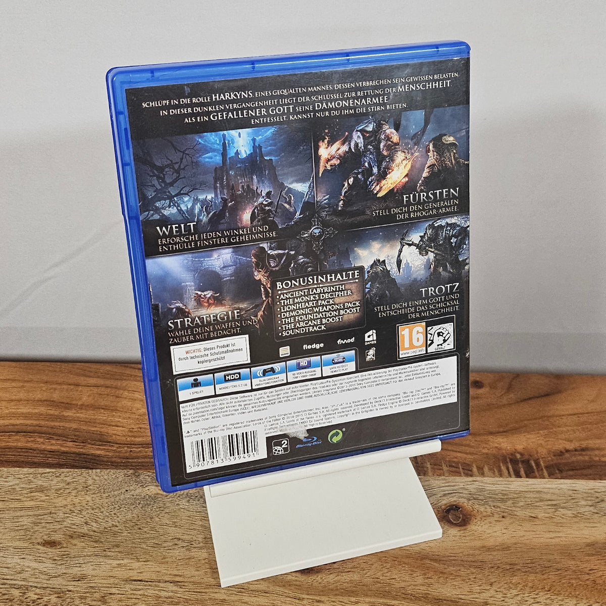 Lords of the Fallen Game of the Year Edition für PlayStation 4 – deutsche Rückseite mit Bonusinhalten