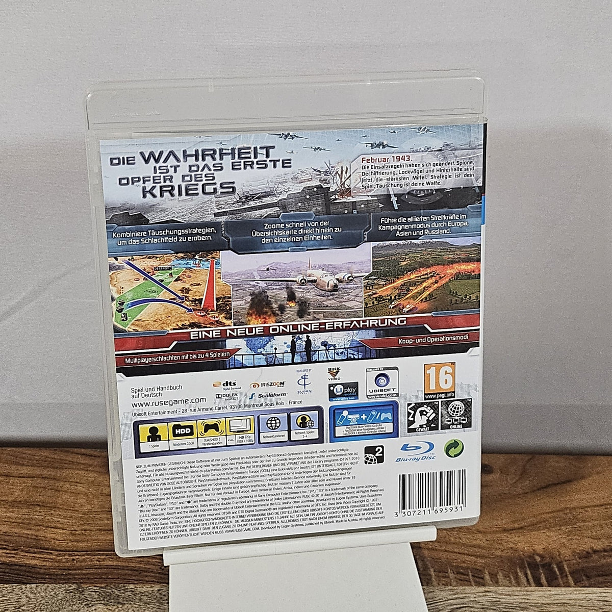 R.U.S.E. für PlayStation 3 – Originalhülle, Rückseite mit Spielinformationen