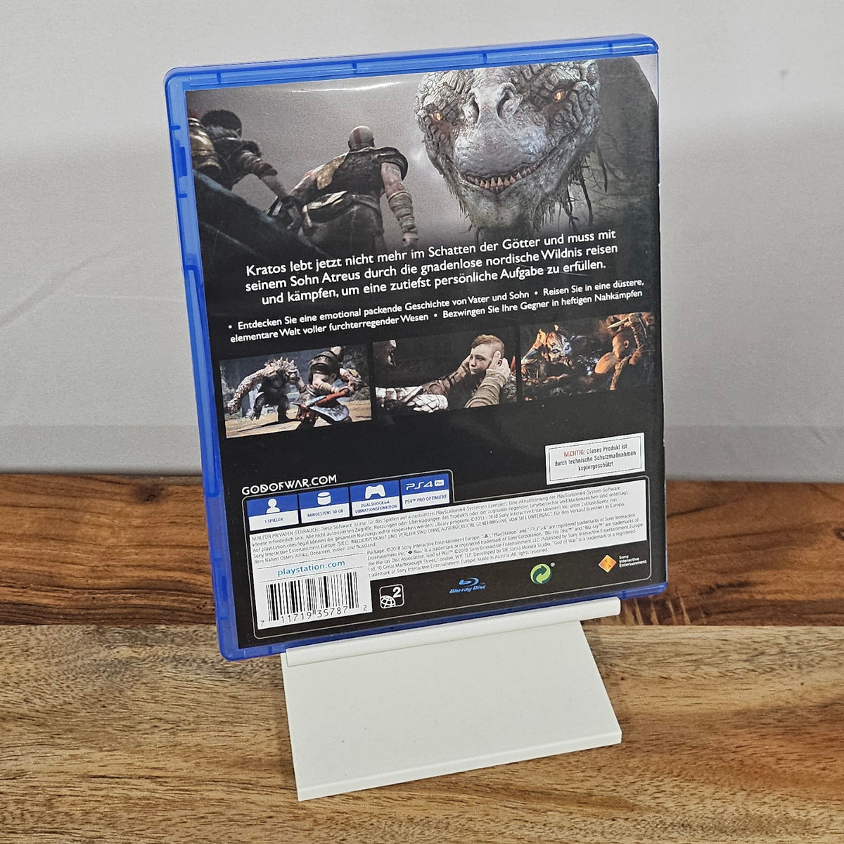 God of War für PlayStation 4 – Originalhülle, deutsche Rückseite mit Spielinformationen