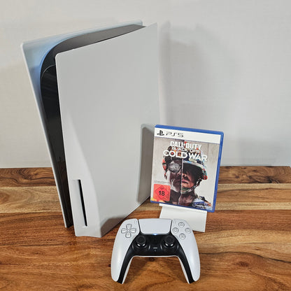 PS5 Disc Edition mit Controller und Call of Duty im Lieferumfang