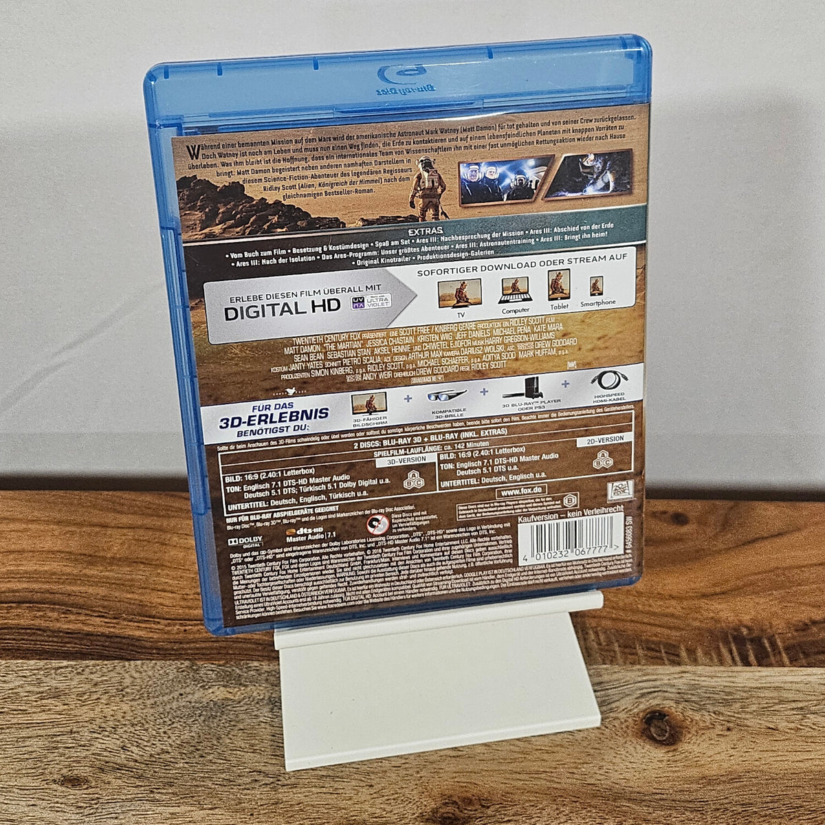 Der Marsianer – Rückseite der deutschen Blu-ray-3D-Edition mit Filminformationen