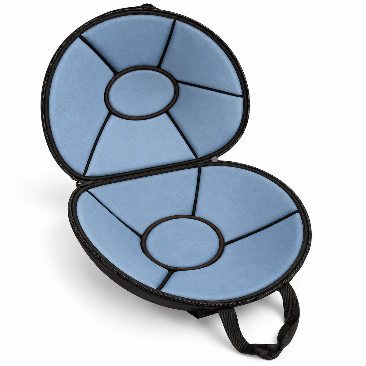 Geöffnete gepolsterte Tragetasche für die 55-cm-Handpan
