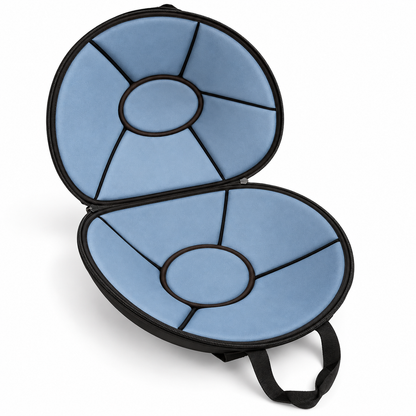 Geöffnete gepolsterte Tragetasche für die 55-cm-Handpan