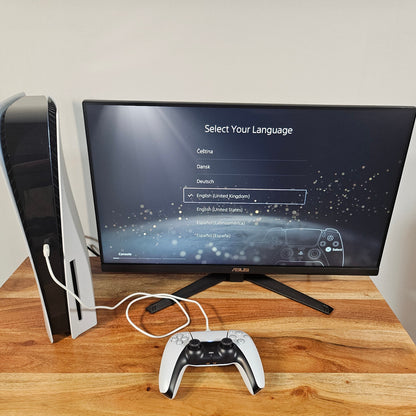 PS5 am Einrichtungsbildschirm als Nachweis für Start und Bildausgabe