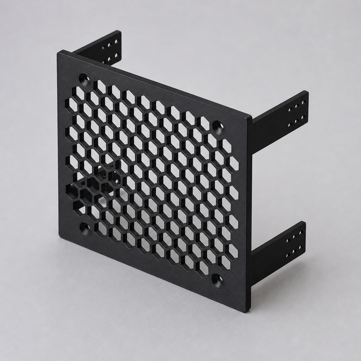Schwarze verstellbare 120mm Lüfterhalterung mit Honeycomb-Feld für drei 5,25-Zoll-Schächte
