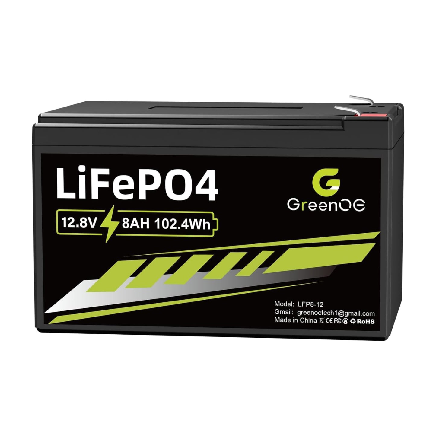 12V 8Ah LiFePO4 Batterie mit 10A BMS – 3000+ Ladezyklen | Solaranlage, Camping, USV, Roller