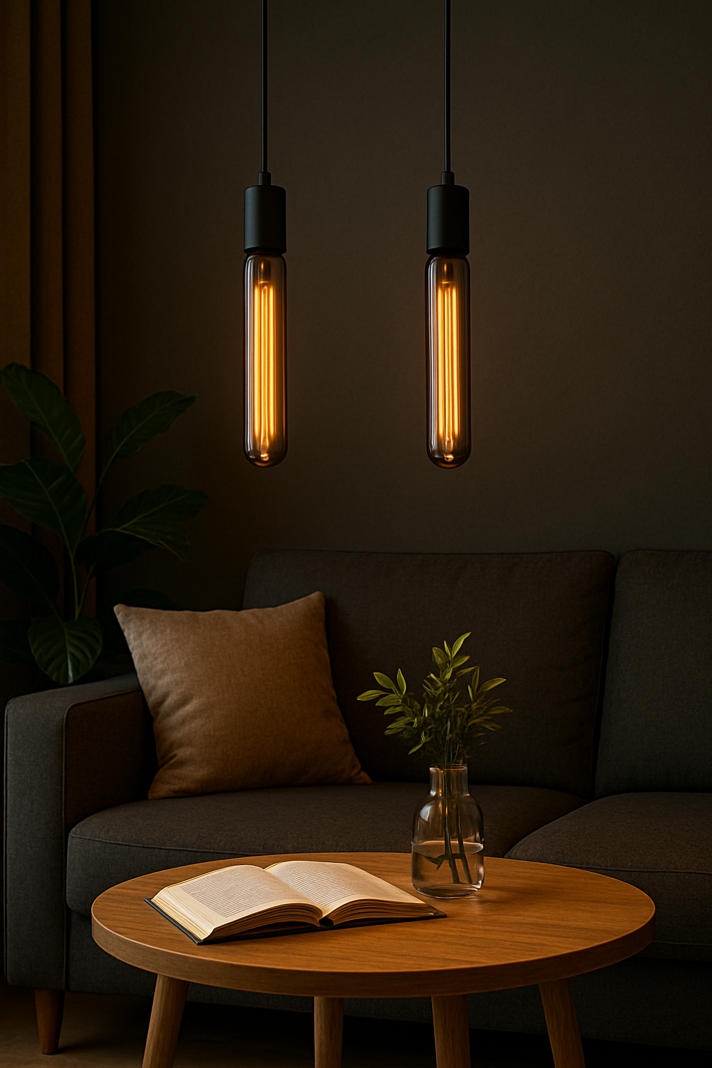 Suspension vintage à 2 ampoules avec ampoules LED d'ambiance | Noir | E27 | 1800 K