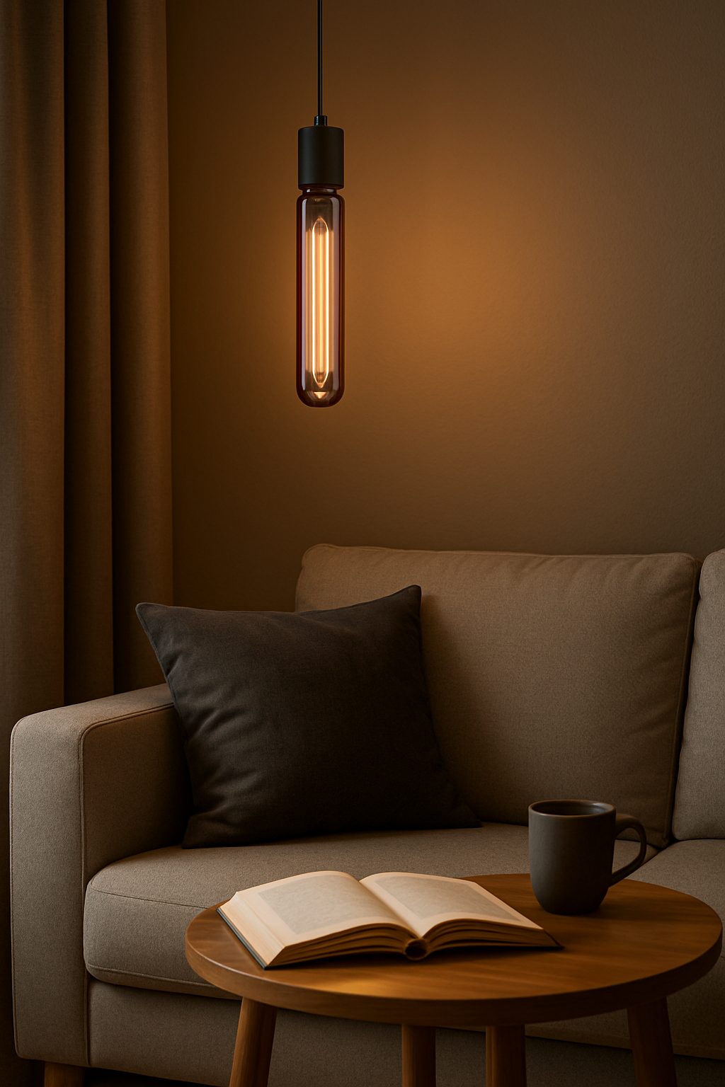 Suspension vintage, 1 ampoule, avec ampoule d'ambiance LED | Noir | E27 | 1800 K