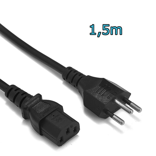 Universelles Kaltgerätekabel mit Schweiz-Stecker – 3-poliges Netzkabel für PC, Monitor, Beamer & Laptop | 300/500V | 3x0.75mm²