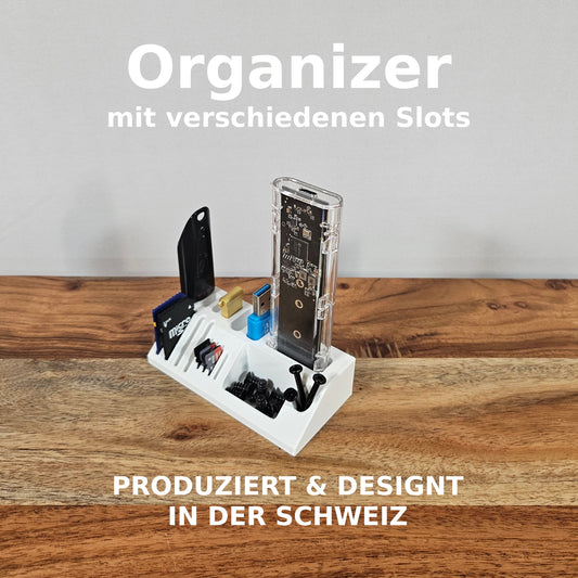 Organizer für USB Sticks & Speicherkarten Weiss – Hergestellt & Designt in der Schweiz