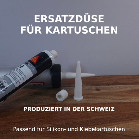 Kartusche Ersatz Düse mit Deckel Silikon Kleber Kartuschendüse – hergestellt & Designt in der Schweiz