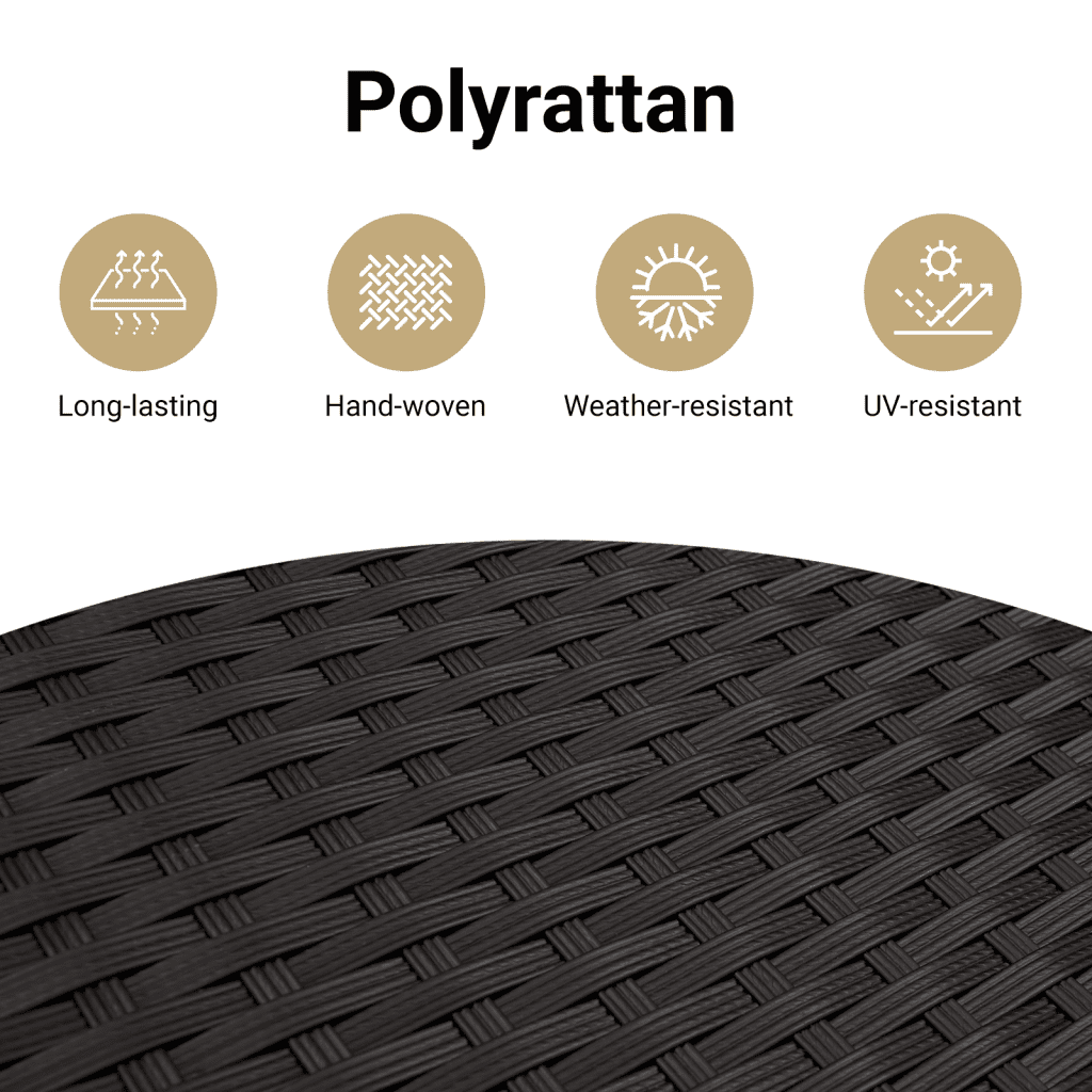 10-tlg. Garten-Sofagarnitur mit Kissen Schwarz Poly Rattan