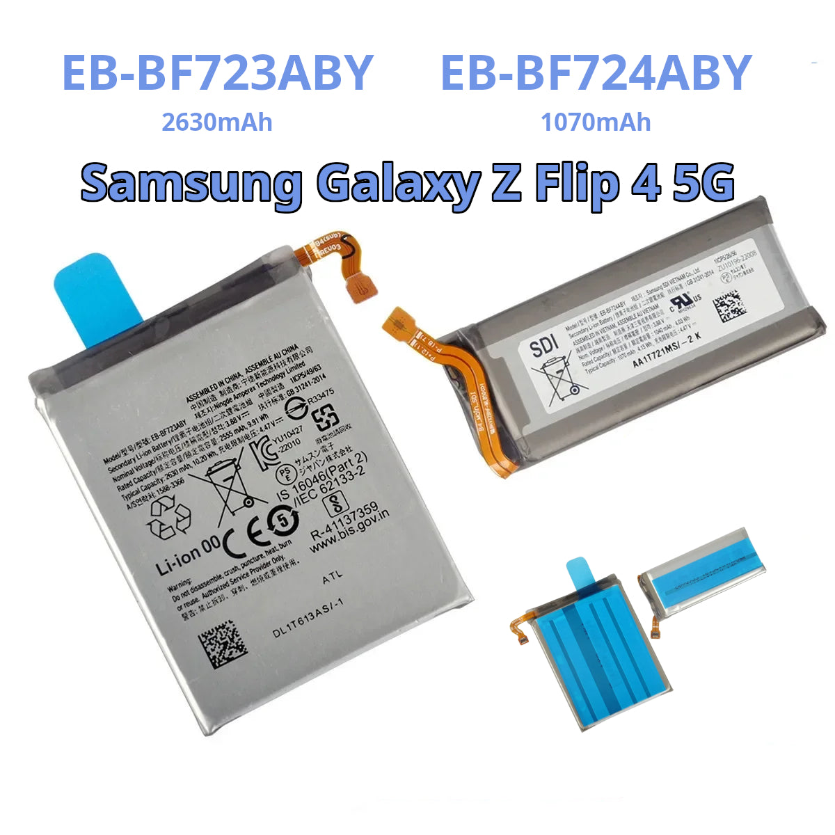 Ersatzbatterie EB-BF723ABY/EB-BF724ABY für Samsung Galaxy Z Flip 4 5G (F723/F724) mit Werkzeugen – Kapazität 2201–2800 mAh