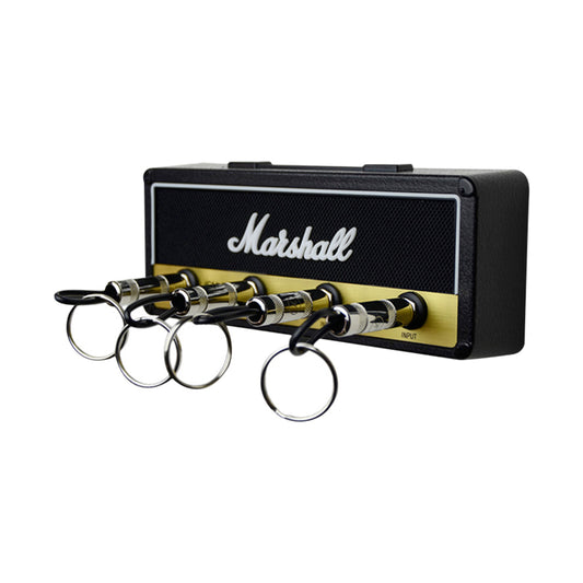 Marshall Jack Rack II Schlüsselhalter – Stylischer Schlüssel-Organizer im legendären Marshall JCM800 Design mit 4 Gitarren-Schlüsselanhängern, Schwarz