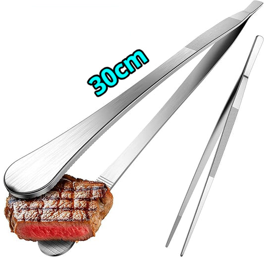 Lot de 2 pinces de cuisine – inox, 30 cm – pince à grill, star chef, grill de table, raclette, fondue