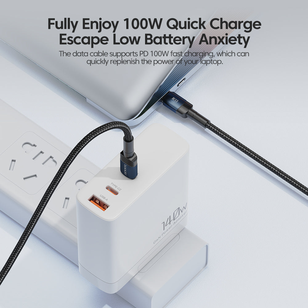 toocki 100W Ladekabel USB-C USB-C Kabel 1m Schnellladung Schwarz