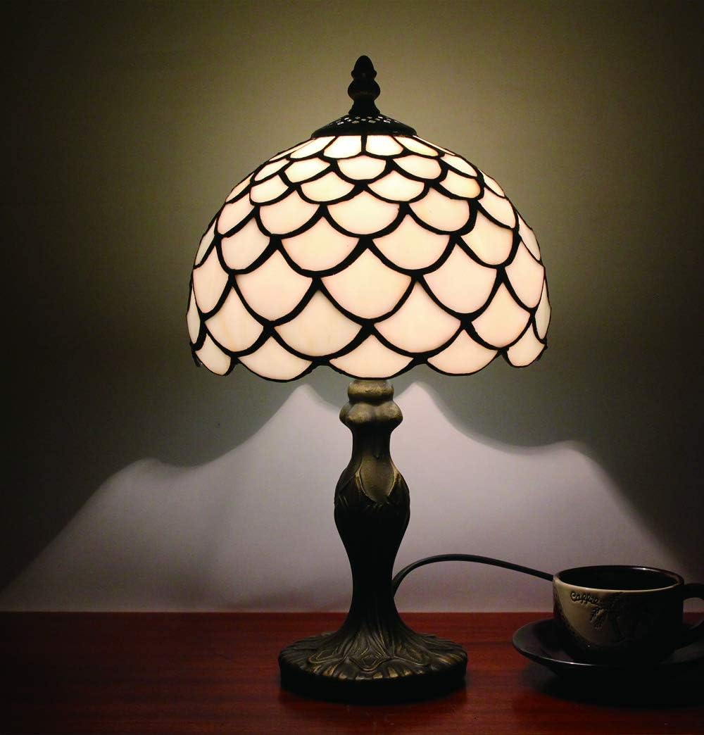 Vintage Tiffany Tischlampe – 38cm , Antik Stil, Handgefertigt – E14 Nachttischlampe für Wohnzimmer & Schlafzimmer