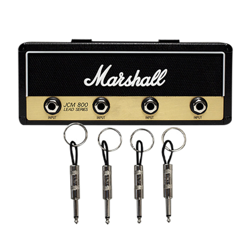 Marshall Jack Rack II Schlüsselhalter – Stylischer Schlüssel-Organizer im legendären Marshall JCM800 Design mit 4 Gitarren-Schlüsselanhängern, Schwarz