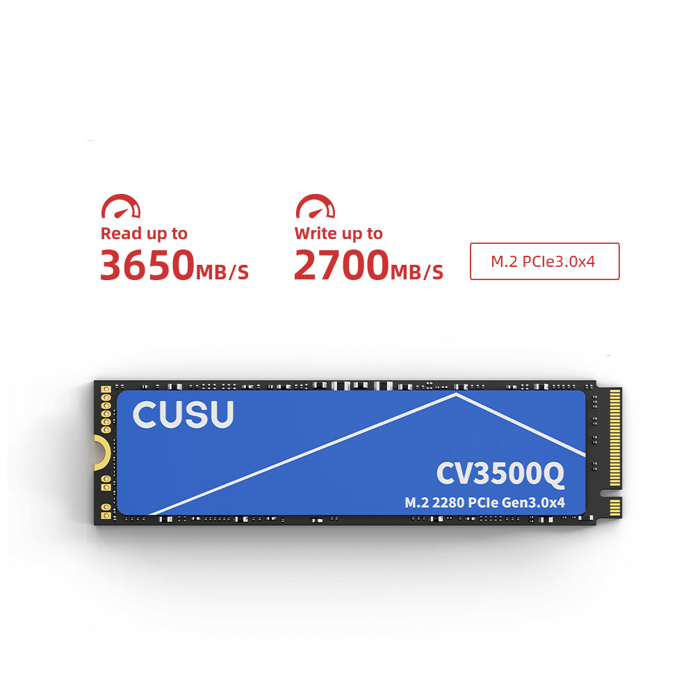 CUSU M.2 NVMe SSD 512GB | High-Speed PCIe 3.0 x4 Solid State Disk mit RGB, Kühlflosse & 3 Jahre Garantie