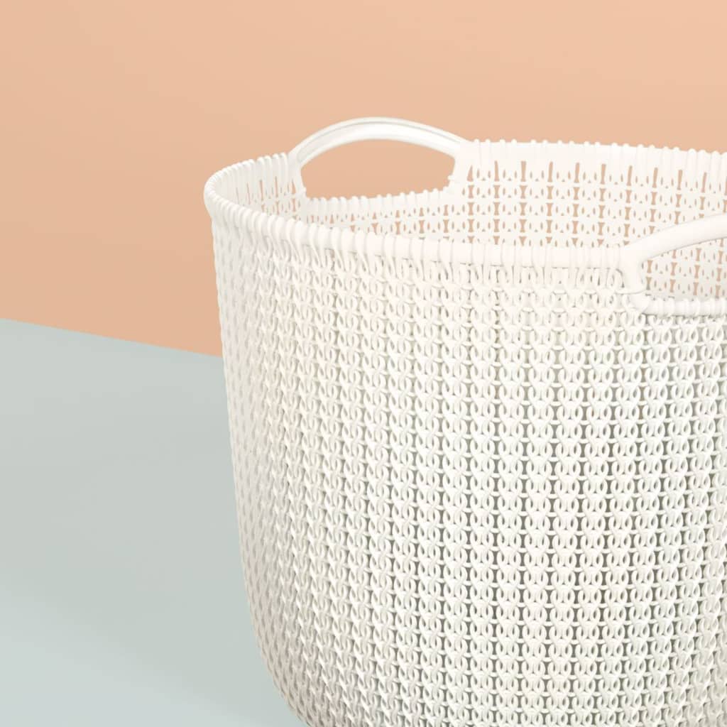 Curver Panier à Linge Knit Rond L 30L Blanc Crème