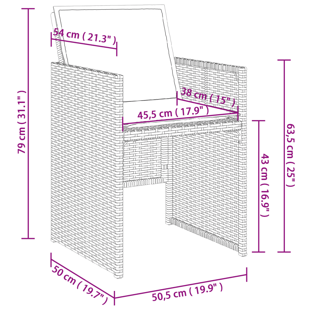 15-tlg. Garten-Essgruppe mit Kissen Beigemischung Poly Rattan