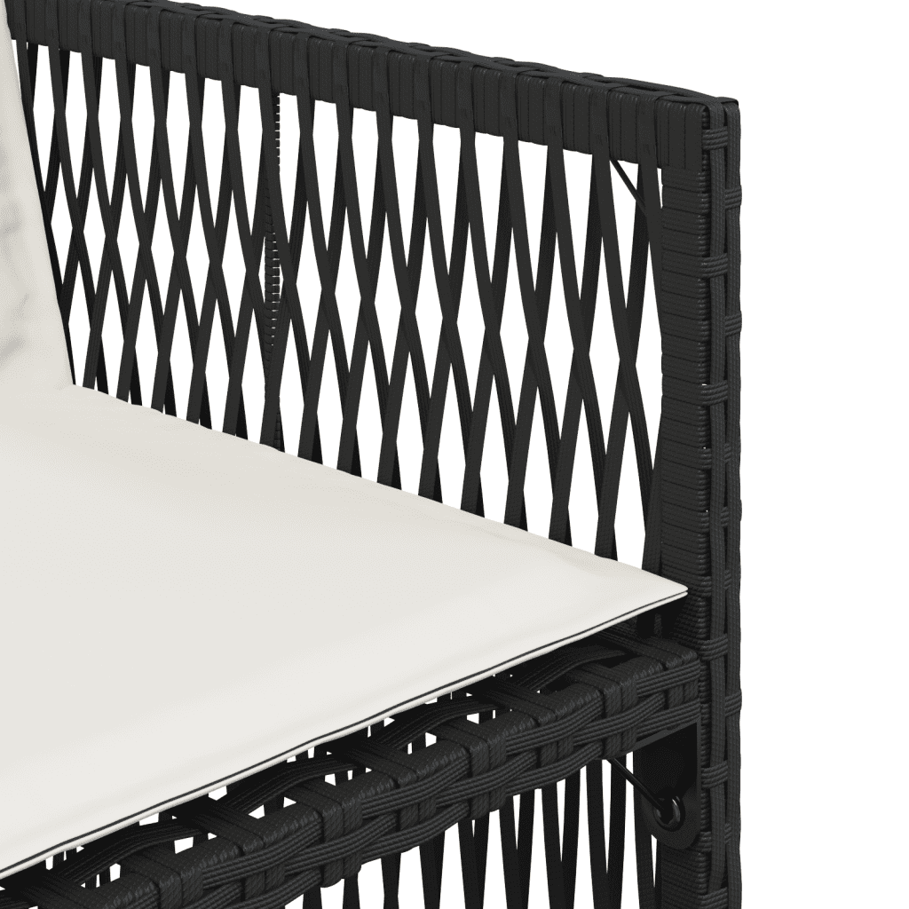 15-tlg. Garten-Essgruppe mit Kissen Schwarz Poly Rattan