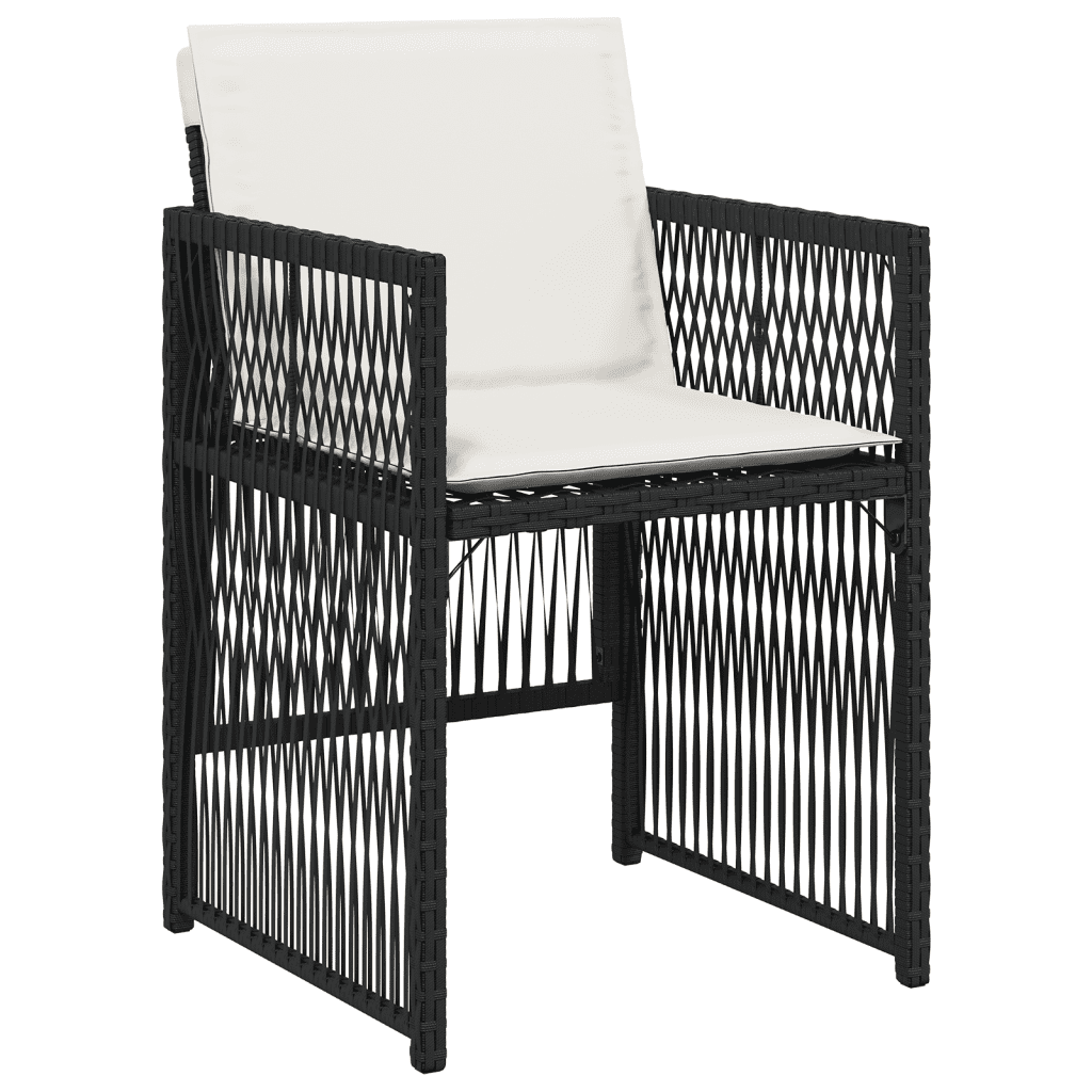 13-tlg. Garten-Essgruppe mit Kissen Schwarz Poly Rattan