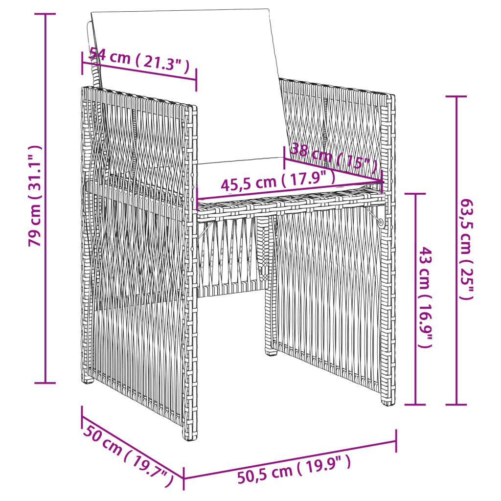 15-tlg. Garten-Essgruppe mit Kissen Schwarz Poly Rattan