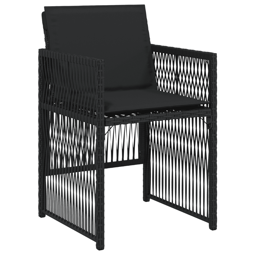 13-tlg. Garten-Essgruppe mit Kissen Schwarz Poly Rattan