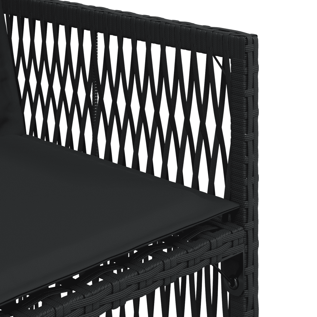 17-tlg. Garten-Essgruppe mit Kissen Schwarz Poly Rattan
