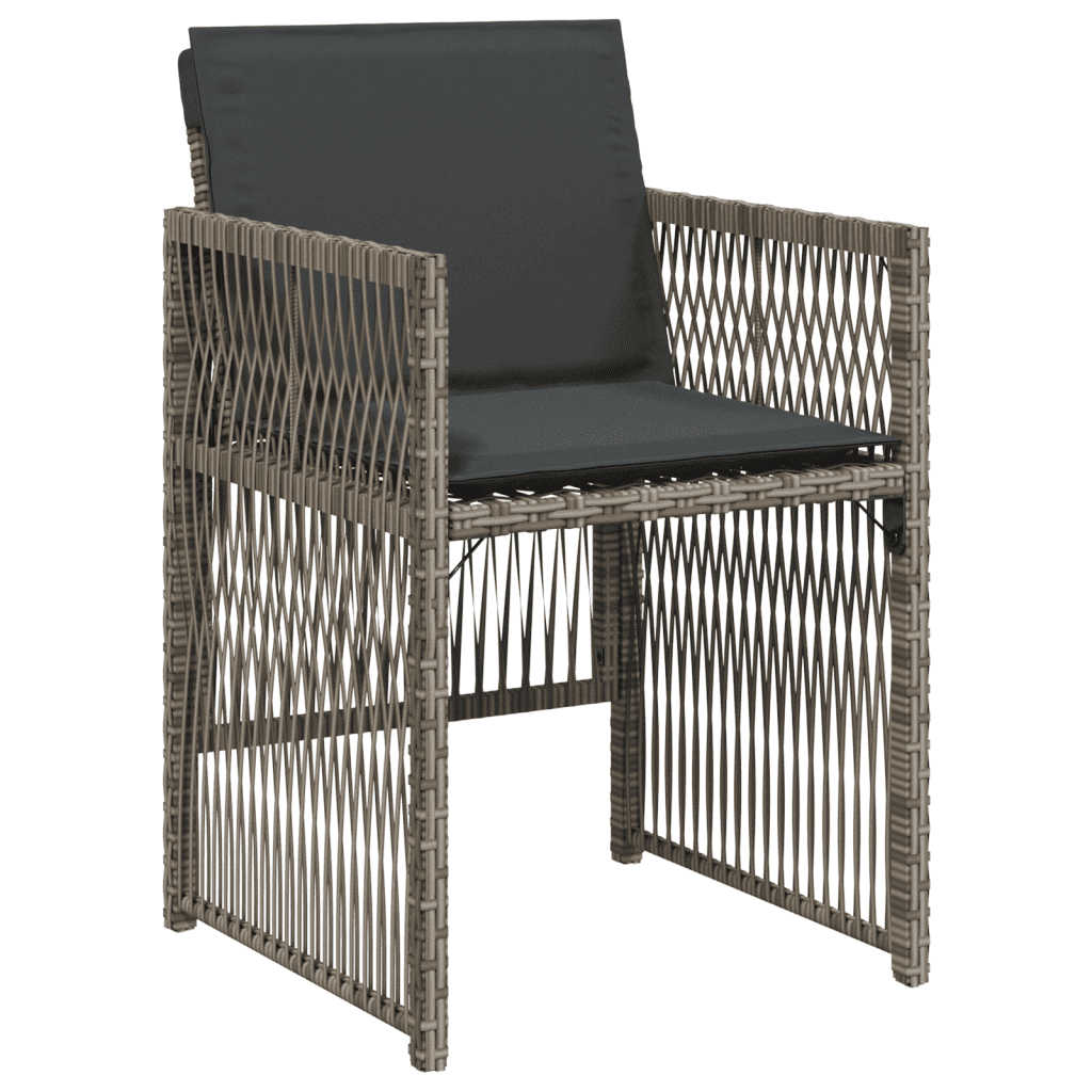 11-tlg. Garten-Essgruppe mit Kissen Grau Poly Rattan
