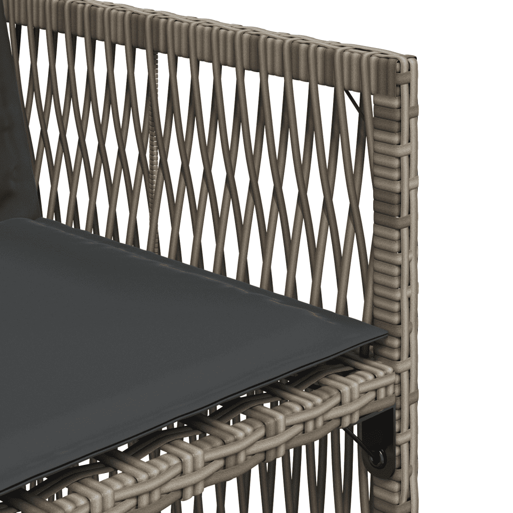 5-tlg. Garten-Essgruppe mit Kissen Grau Poly Rattan