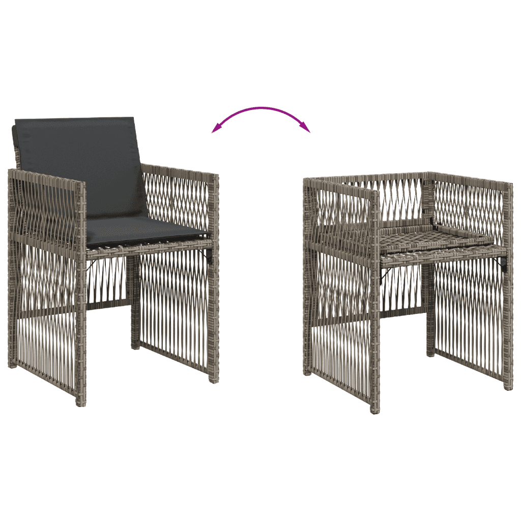 11-tlg. Garten-Essgruppe mit Kissen Grau Poly Rattan